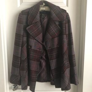 Plaid pea coat
